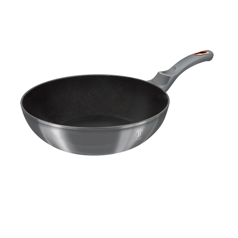 Tigaie wok fara capac 28 cm , invelis marmura, Moonlight Edition, Berlinger Haus, BH 6007