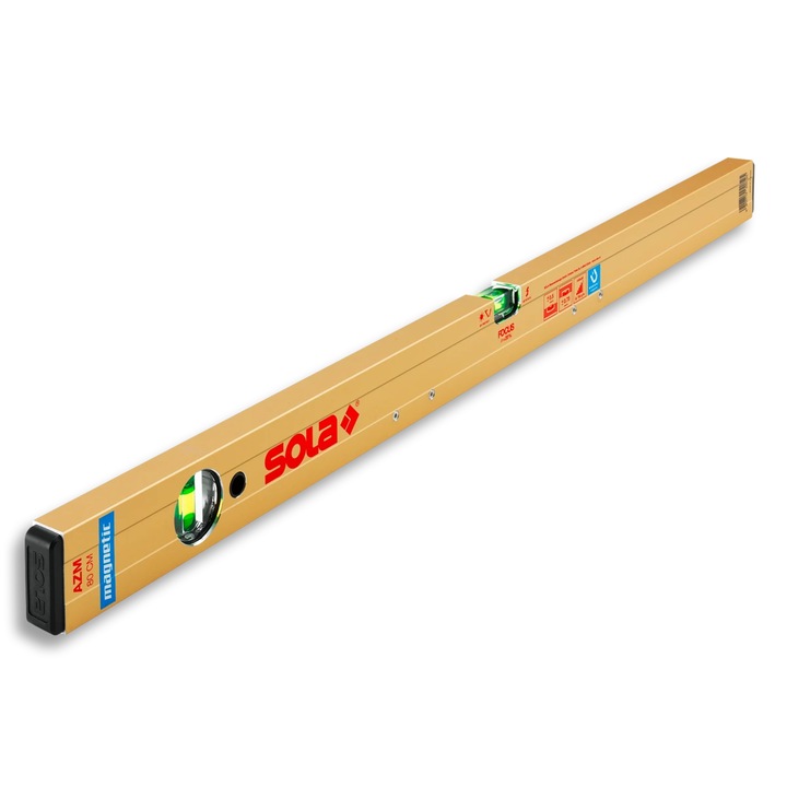 Nivela de aluminiu, magnetic, 2 bule, 150cm, Sola AZM150