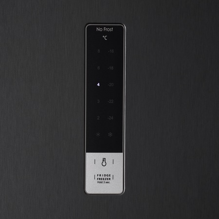 Congelator Heinner HFF-M232NFX+, 227 l, 2 rafturi, 5 sertare, Clasa A+, Full No Frost, Sistem Convertibil Frigider/Congelator, Display touch, H 172 cm, Antracit