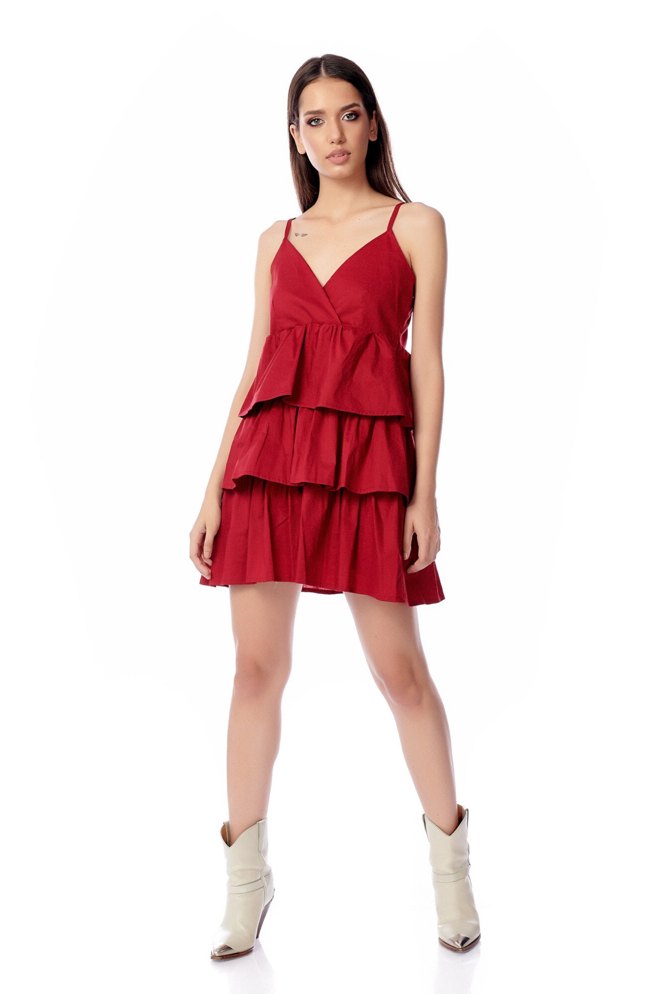 Rochie Volane Lulu,din bumbac, CuAnna, visinie, Visinie