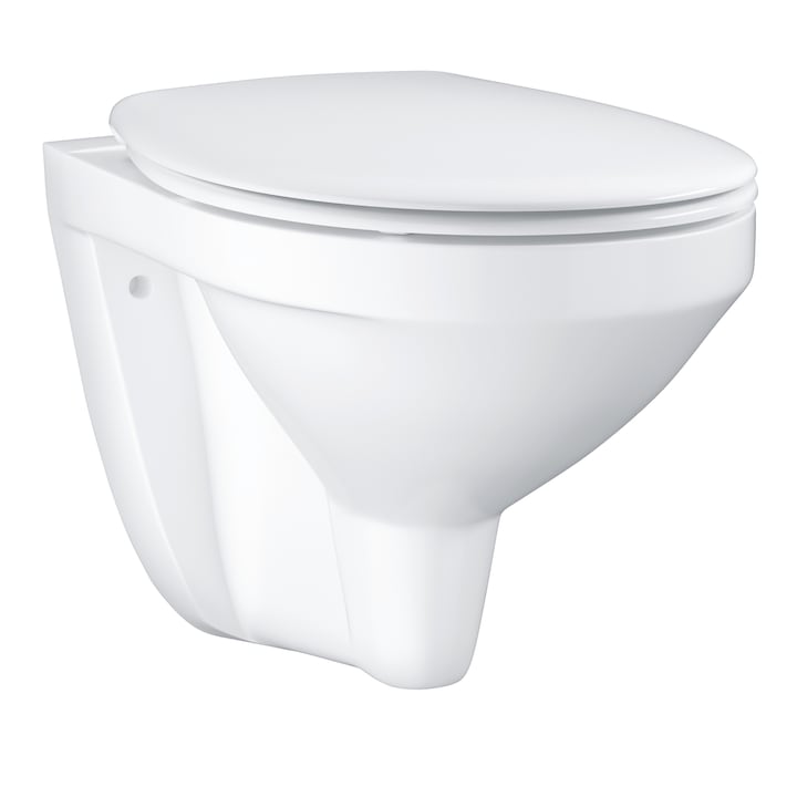 Комплект тоалетна чиния Grohe Bau 39497000, Включва капак, Open Rim, Окачване, Хоризонтално оттичане, Изплакване с водна струя, Бял