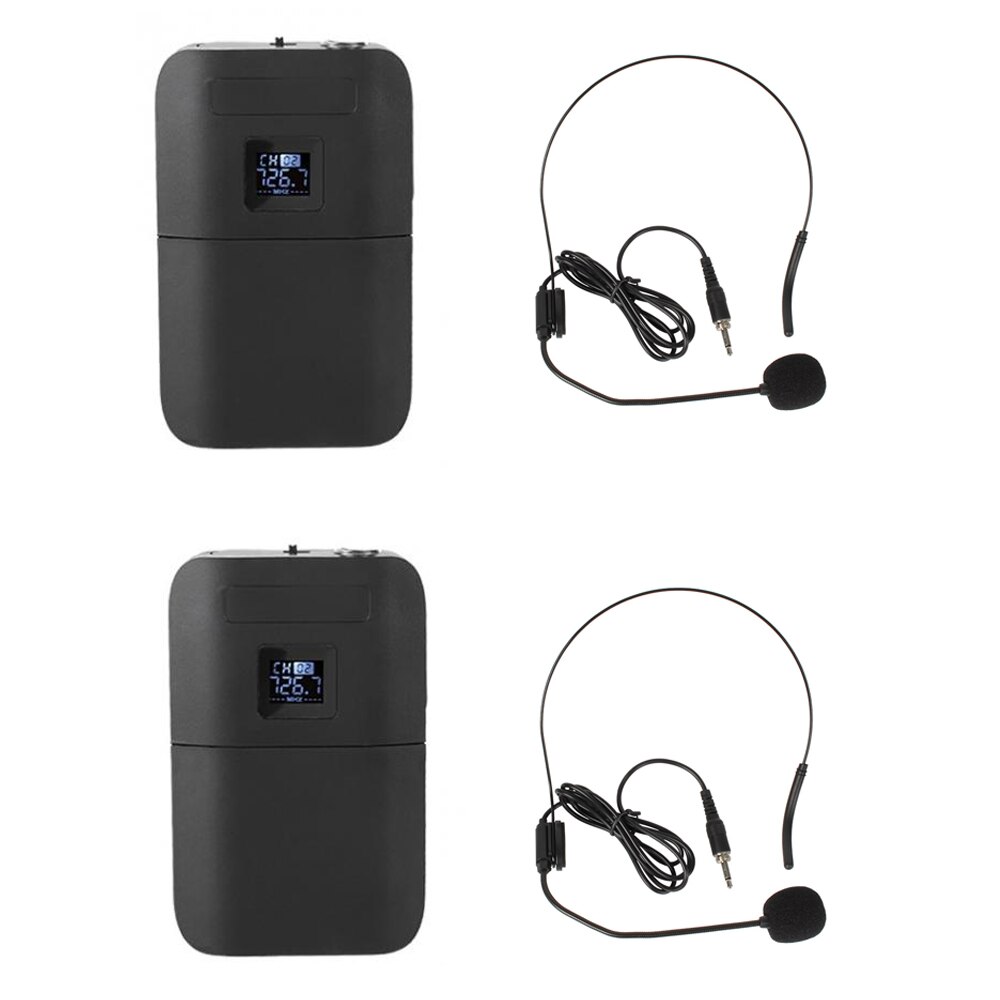 Set 2 microfoane unidirectionale headset, Cablu Jack 3.5 mm, avand 2 transmitatoare si 1 receptor - Phuture®
