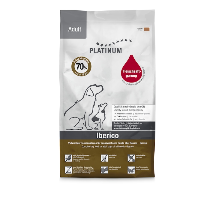 Hrana uscata pentru caini Platinum Natural Adult Iberico & Greens, 5 kg