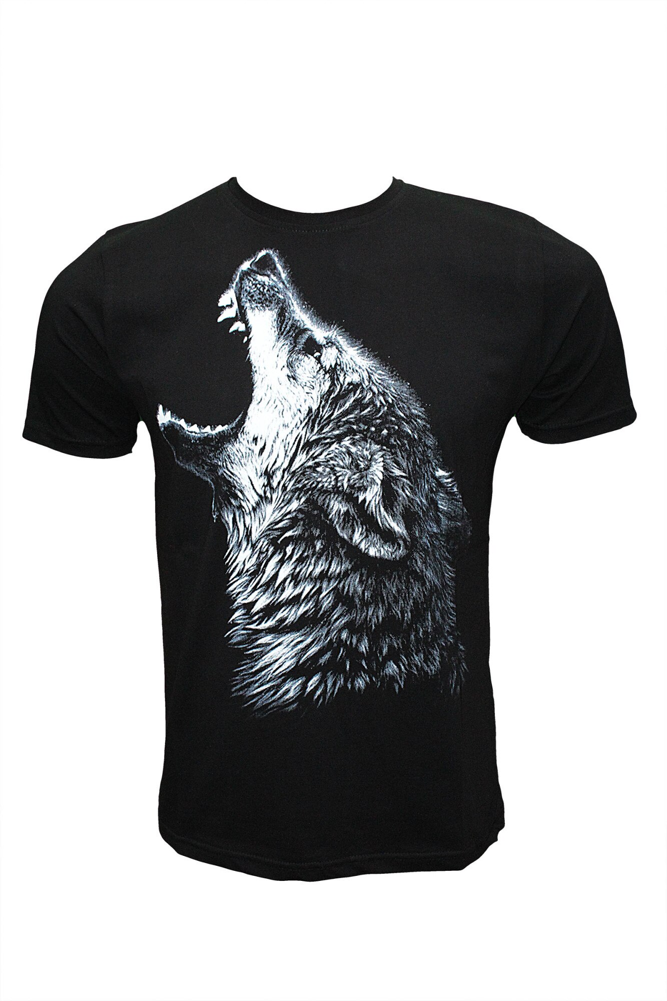 Tricou barbati, print Lup, Negru