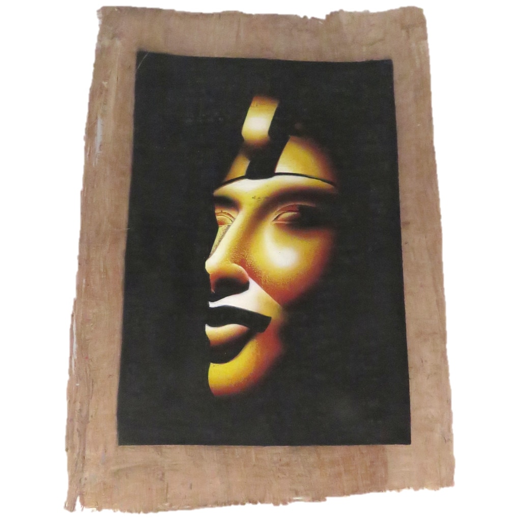 Imagine de perete 33/23cm, tablou stil egiptean, pictat manual, hartie de papirus, faraon, E093