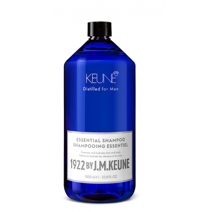 Sampon barbati 2 in 1 pentru toate tipurile de par Keune 1922 Essential Shampoo, 1000 ml