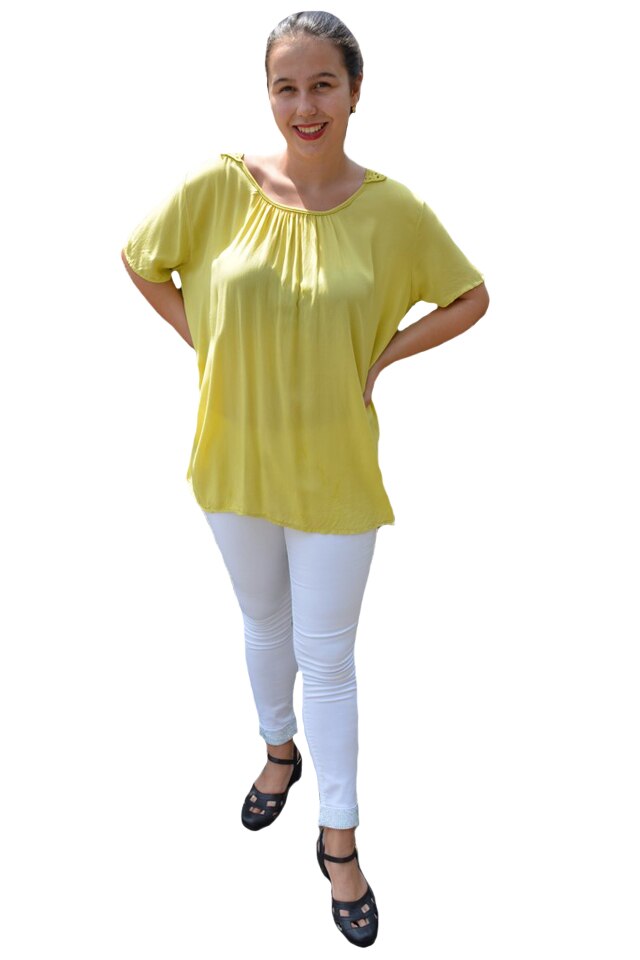 Bluza lejera Sidonia cu broderie in spate, D&J Exclussive, Galben