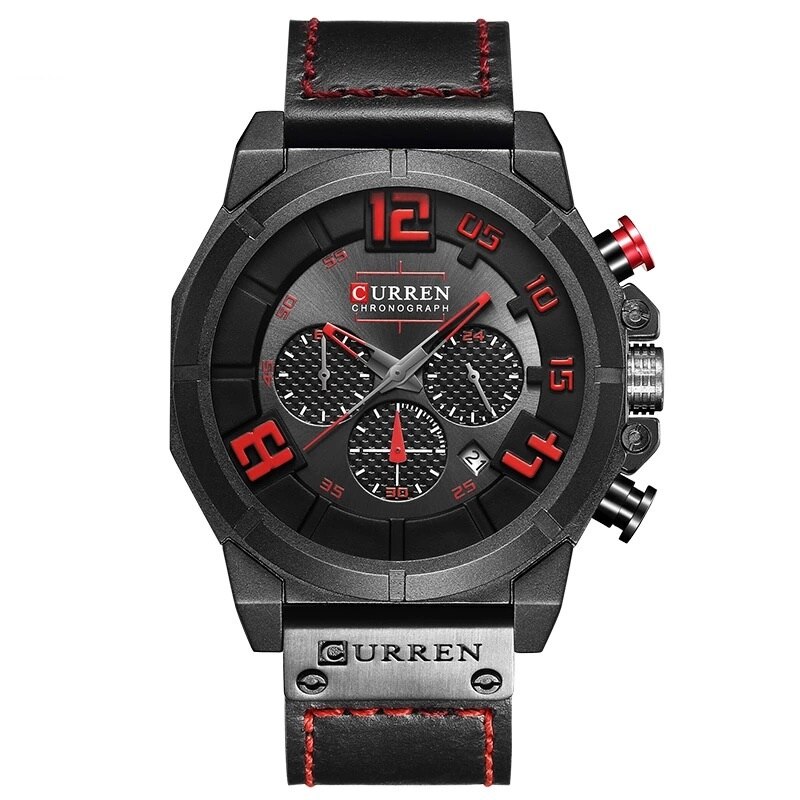 Ceas barbatesc Quartz Curren casual, elegant C8287 rosu, curea piele