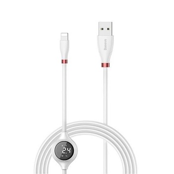 Cablu Lightning 1.2M Lungime Cu Display Pentru Amperaj - Baseus Big Eye Alb Cablu Lightning 1.2M Lungime Cu Display Pentru Amperaj - Baseus Big Eye Alb