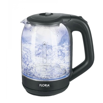 Cana fierbator din sticla FLORIA ZLN-3505, 1500 W, 1.8L, Leduri iluminare apa, Negru Cana fierbator din sticla FLORIA ZLN-3505, 1500 W, 1.8L, Leduri iluminare apa, Negru
