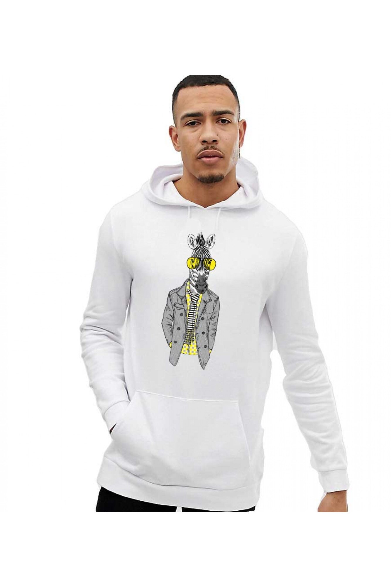 Hanorac Barbati Alb - Zebra Fashion
