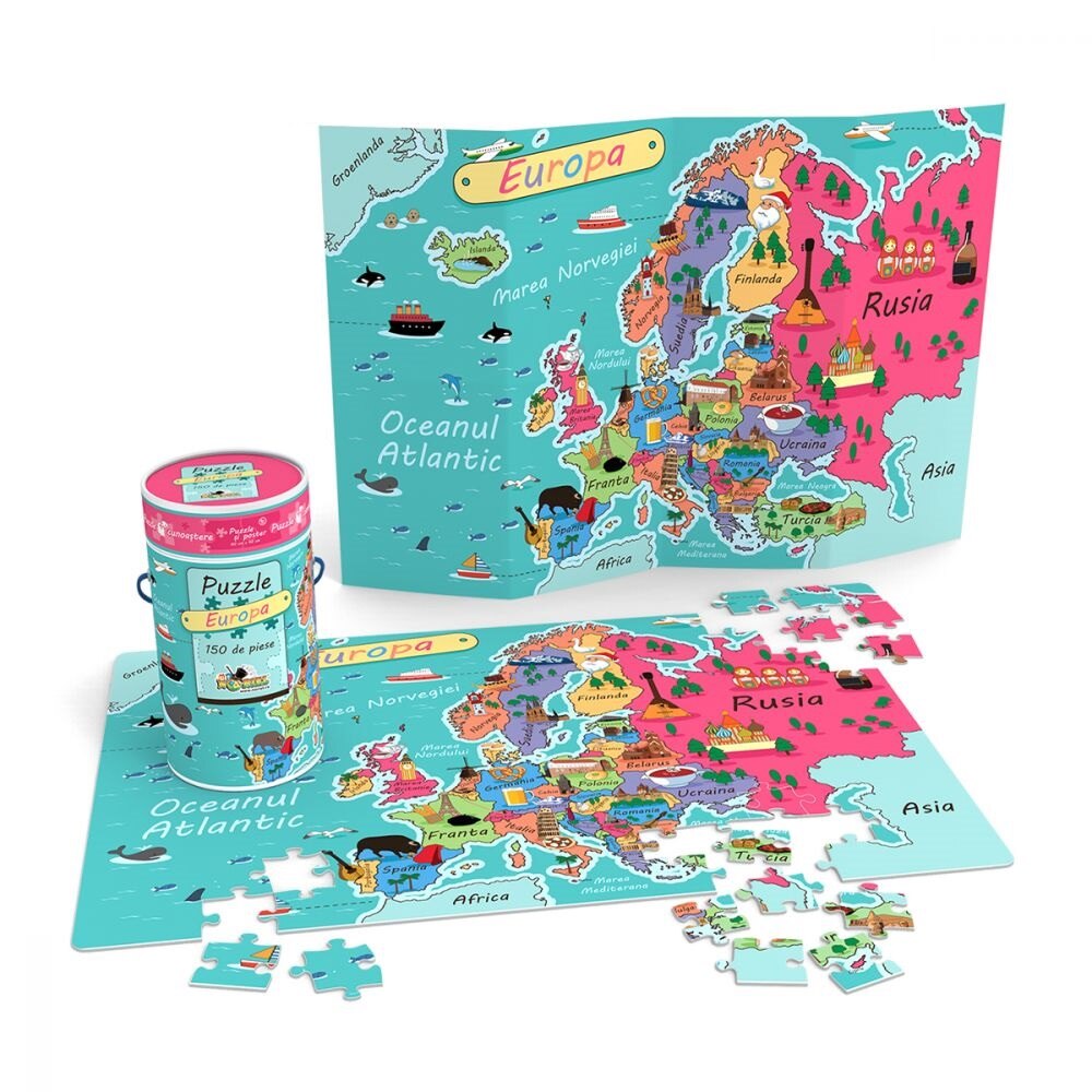 Puzzle Noriel Cunoastere - Harta Europei, 150 piese+ Poster