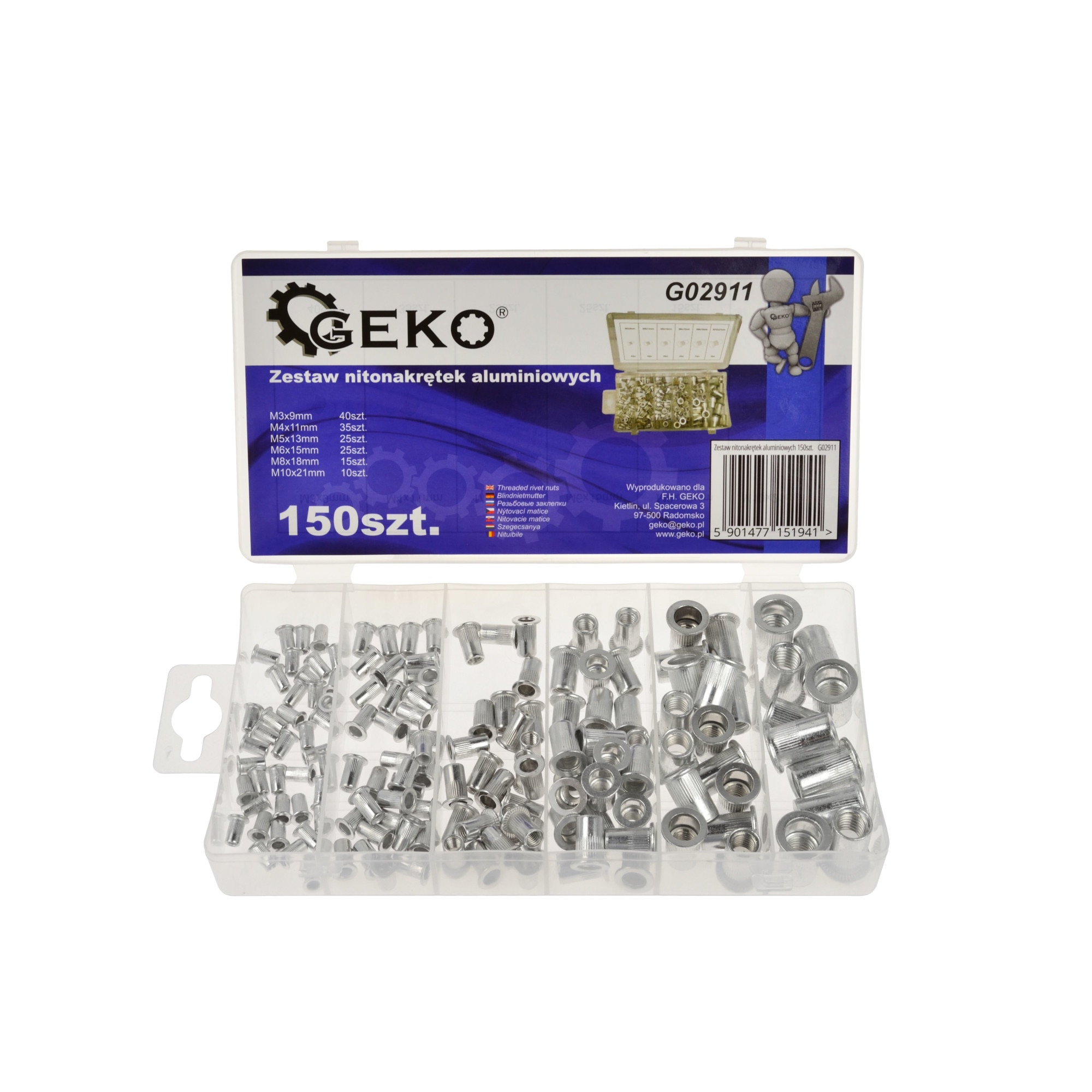 Set 150 piulite din aluminiu, GEKO G02911