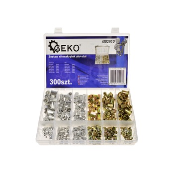 Set 300 piulite din aluminiu si otel, GEKO G02910 Set 300 piulite din aluminiu si otel, GEKO G02910