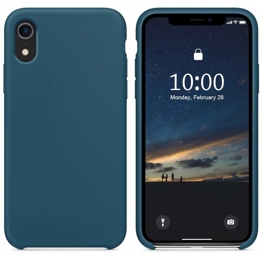Husa Luxury pentru iPhone XR Albastru Cobalt Slim, Liquid Silicone iPhone XR