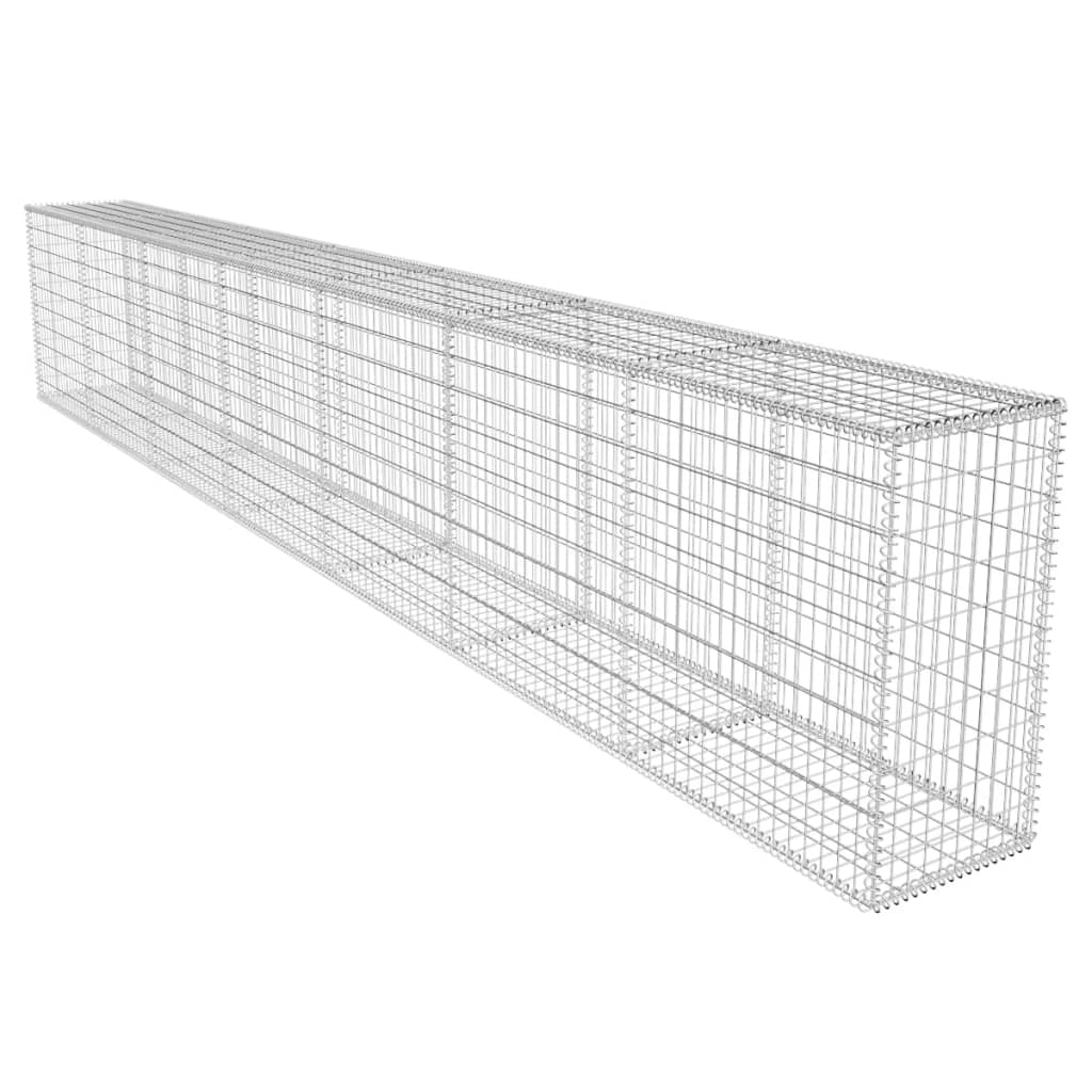 Gard tip gabion, vidaXL, Otel galvanizat, 600 x 50 x 100 cm, Argintiu