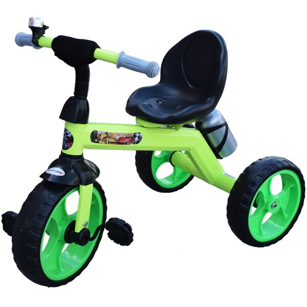 Tricicleta cu pedale cu roti mari din spuma , cadru metalic , Dimensiuni 73 cm x 47 cm x 58 cm , culoare Verde deschis , Robentoys