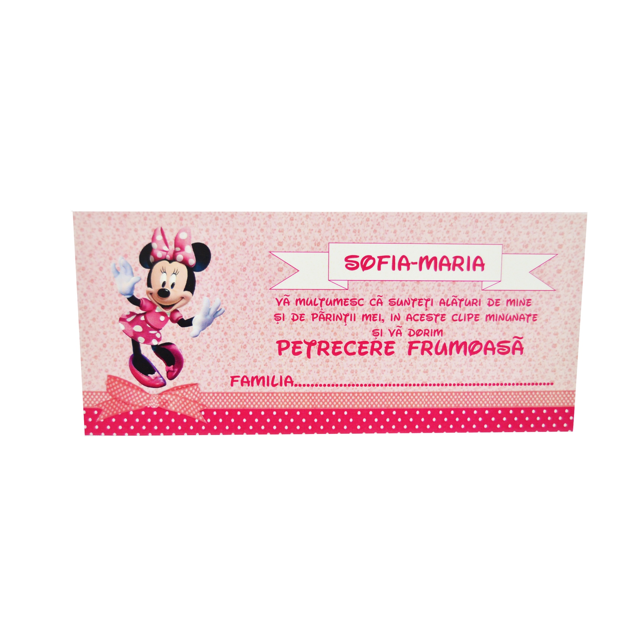 Plic de bani pentru botez cu Minnie Mouse, PB1298, set 10buc, Cubika