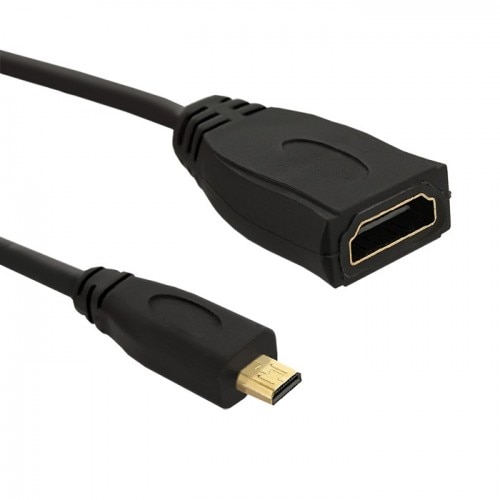Cablu de date audio si video , Qoltec Micro HDMI D(tata) / HDMI A(mama) v1.4 0.2m , negru