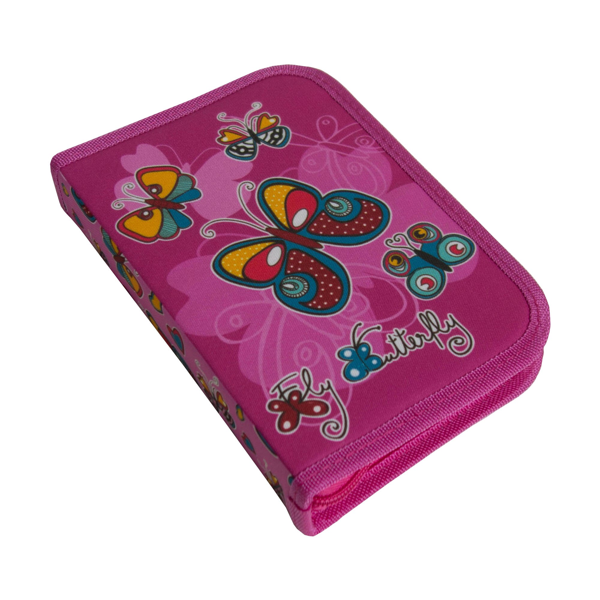 Penar neechipat, pentru scoala, Roz cu fluturasi, 20 x 13 x 3.5 cm - PEN203