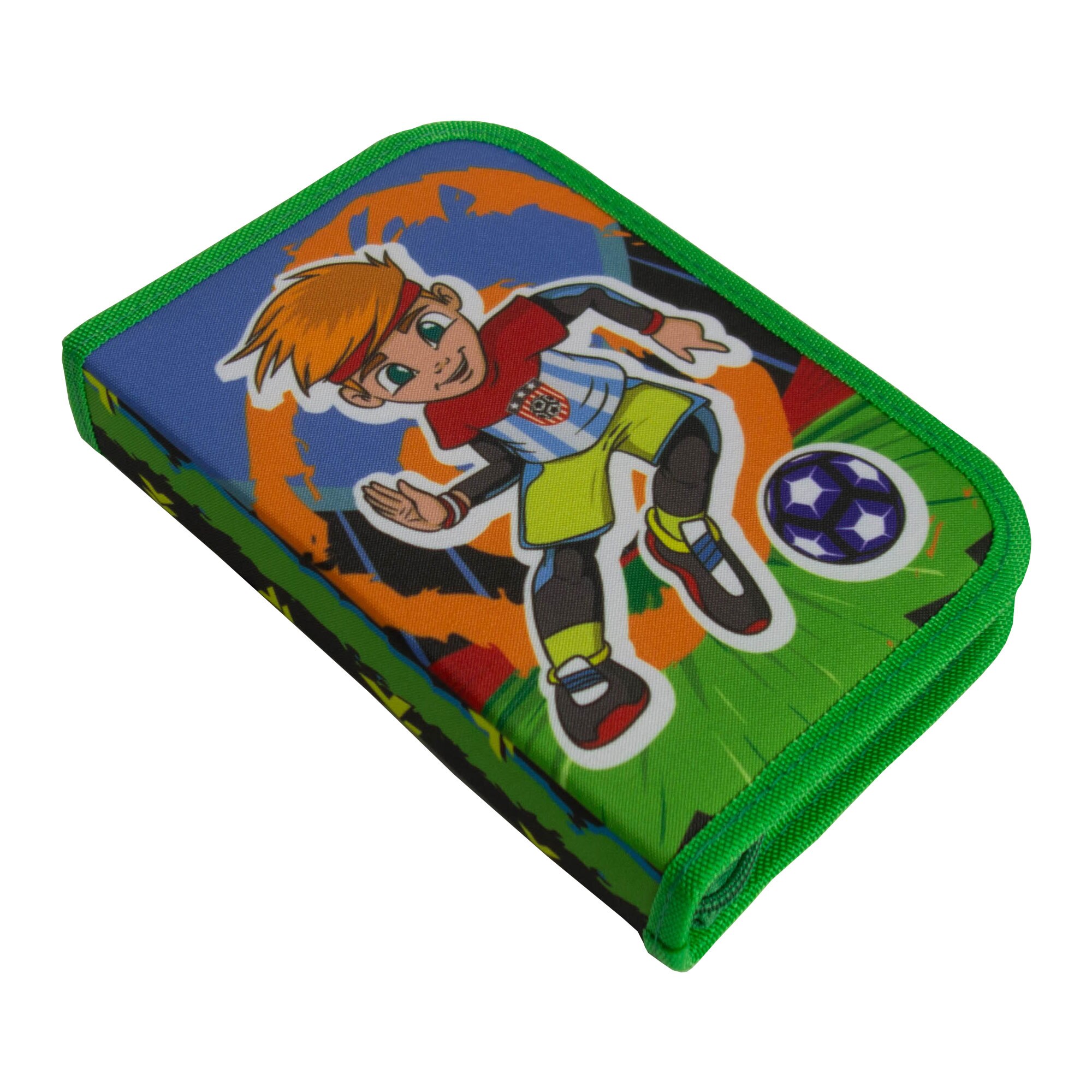 Penar neechipat, pentru scoala, Verde cu fotbalist, 20 x 13 x 3.5 cm - PEN204