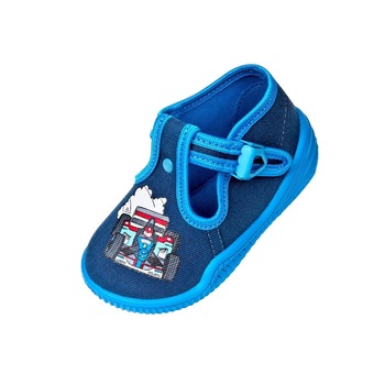 Incaltaminte panza, albastru cu bluemarin, Bambini cu masinuta Incaltaminte panza, albastru cu bluemarin, Bambini cu masinuta