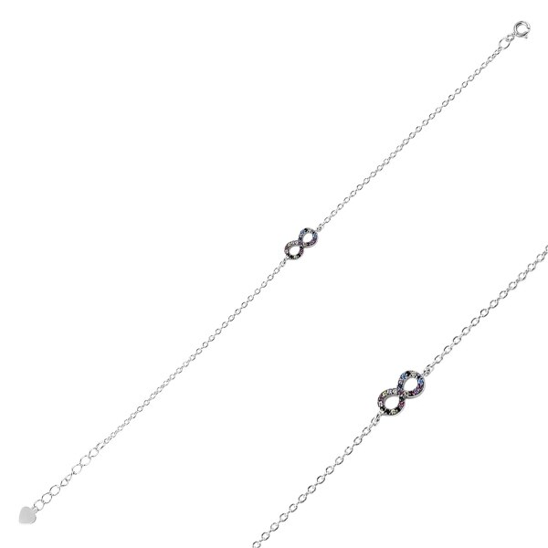 Bratara argint 925 cu simbolul infinit si zirconii multicolore - Infinite You BTU0102