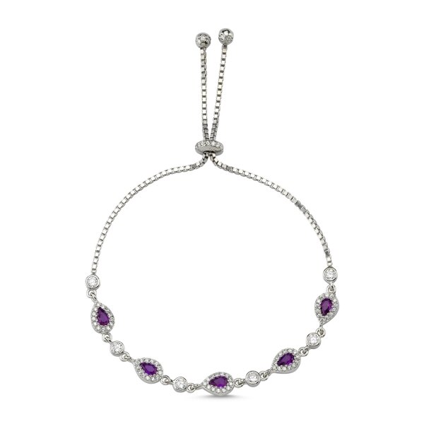 Bratara tennis din argint 925 rodiat cu zirconii mov si albe - Be Elegant BTU0109