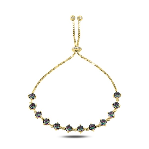 Bratara tenis din argint 925 aurit cu zirconii topaz mistic - Be Elegant BTU0106