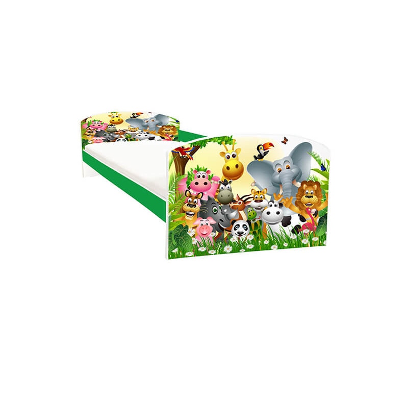 Pat copii Jungla verde 144x75x58 cm - 2-8 ani