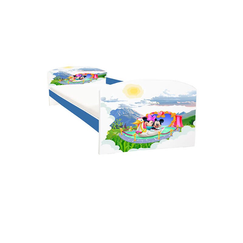 Pat copii Mickey si Minnie albastru 144x75x58 cm - 2-8 ani