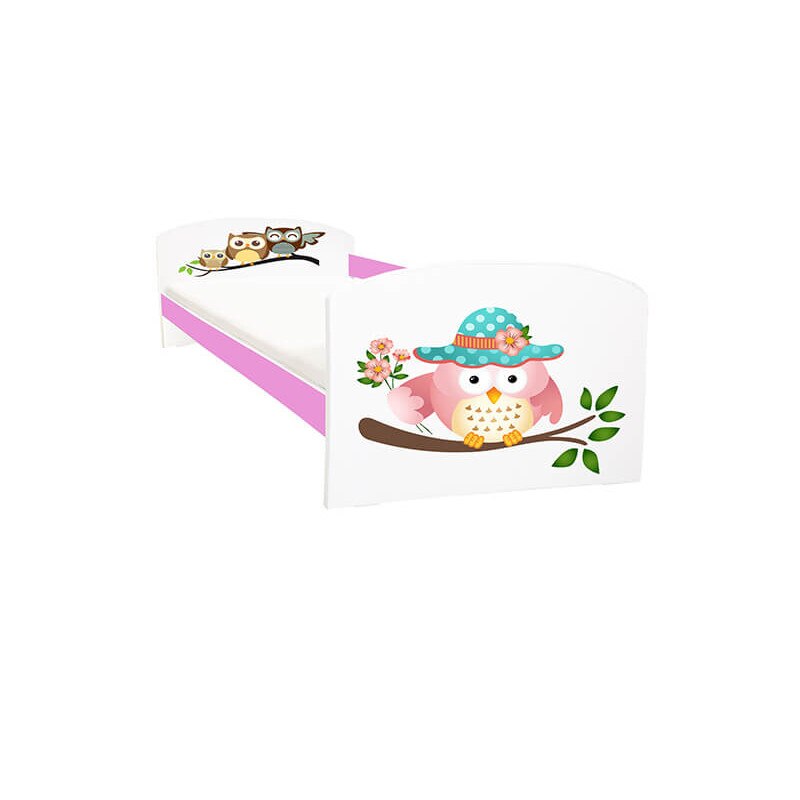 Pat copii Bufnite roz 144x75x58 cm - 2-8 ani