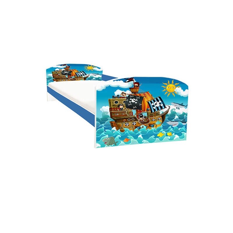 Pat copii Pirati albastru 144x75x58 cm - 2-8 ani