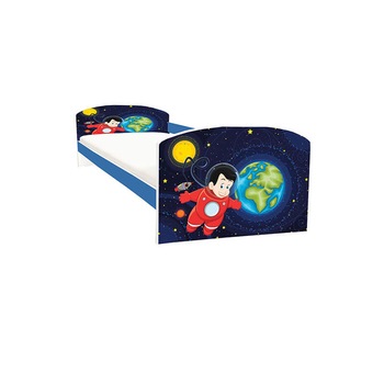 Pat copii Space albastru 144x75x58 cm - 2-8 ani Pat copii Space albastru 144x75x58 cm - 2-8 ani