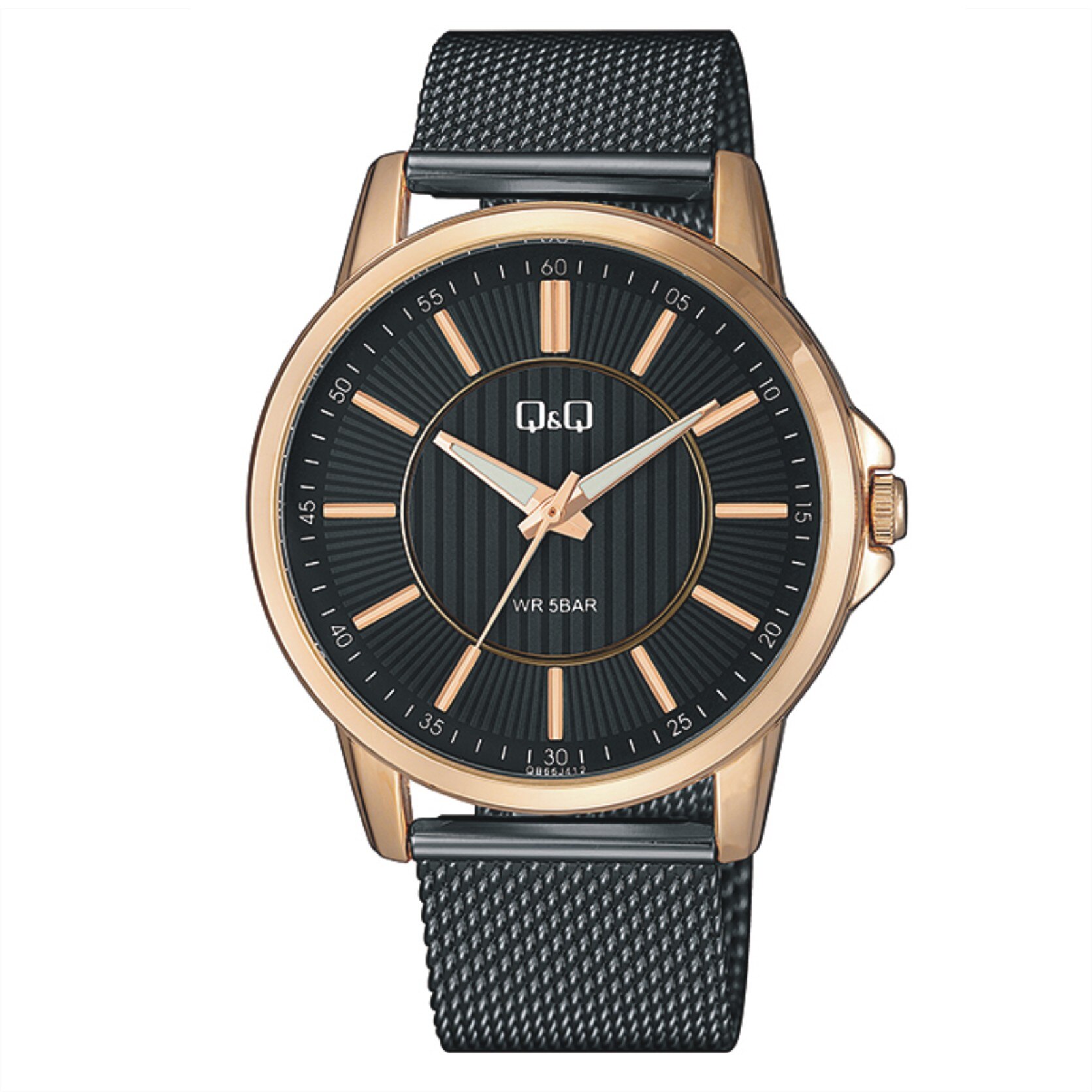Ceas Q&Q QB66J412Y, barbatesc, Rose Gold, bratara gri inchis