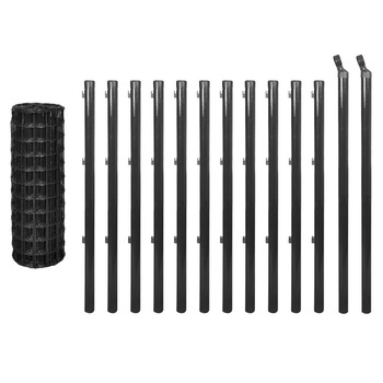 Set euro gard din plasa si accesorii, vidaXL, Otel, 25 x 0.8 m, 76 x 63 mm, Verde Set euro gard din plasa si accesorii, vidaXL, Otel, 25 x 0.8 m, 76 x 63 mm, Verde