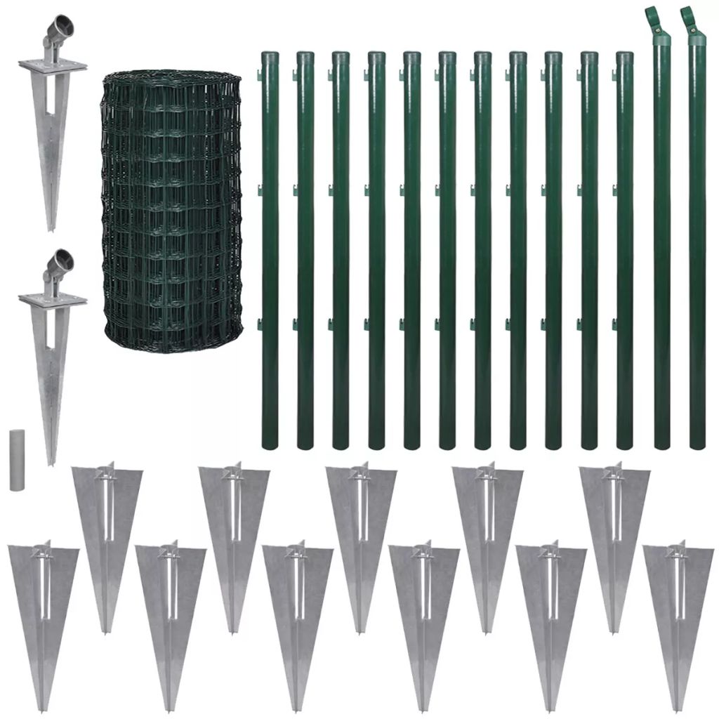 Gard euro de sarma, vidaXL, Otel, 25 x 0,8m, Verde