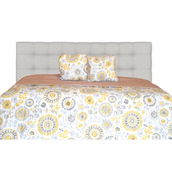 Set Cuvertura cu pernute decor, Matlasata, Colectia Luxurio, Turandot, 220x240 cm, galben Set Cuvertura cu pernute decor, Matlasata, Colectia Luxurio, Turandot, 220x240 cm, galben