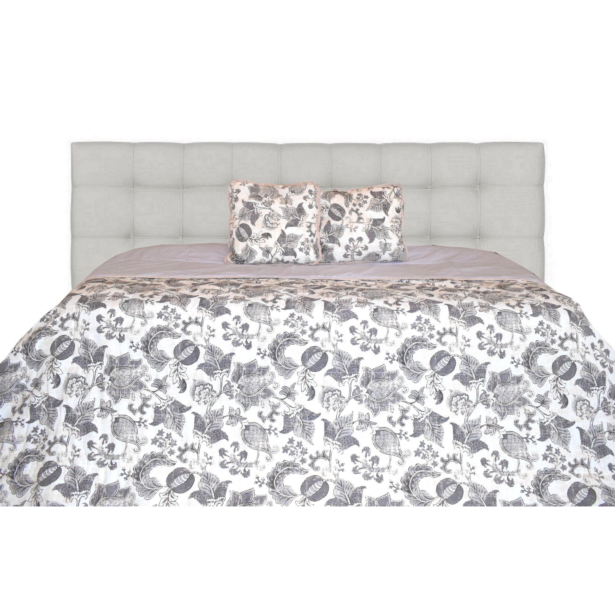 Set Cuvertura cu pernute decor, Matlasata, Colectia Luxurio, Traviata, 220x240 cm, gri