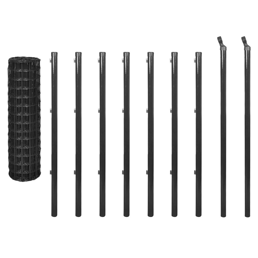 Set euro gard din plasa sarma, vidaXL, Otel, 10 x 1 m, Gri