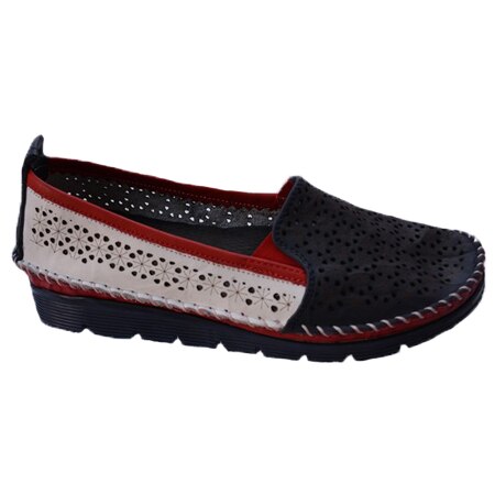 Balerin casual Eveline cu perforatii ,talpa joasa,D&J Exclussive, Alb/Bleumarin