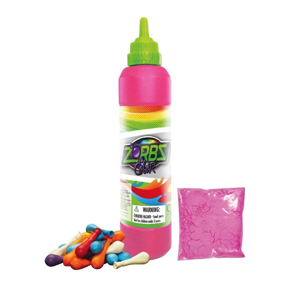 Set baloane Zorbs Color cu sticla, baloane si praf colorant, Roz