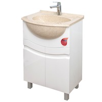 mobilier baie mdf vopsit cu 2 usi polita  manere frezatelavoar 70 cm granixit crem imagen 7_0_
0