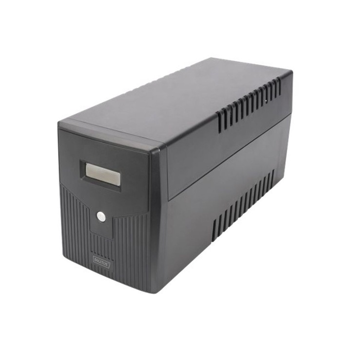 UPS, Digitus, Line/Ineractive LCD 1000VA/600W 2x12V/7Ah AVR 4xSchuko USB RS232 RJ45, черен