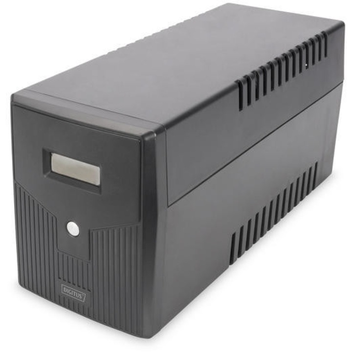 UPS, Digitus, Line/Ineractive LCD 1000VA/600W 2x12V/7Ah AVR 4xSchuko USB RS232 RJ45, черен