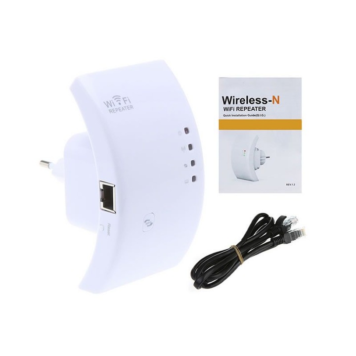 Wiseman Wireless-N WiFi Repeater Jelerősítő, 300 mbps, 220 volt, fehér, Heinner led izzó, E27, 7W, 530 lm, A+
