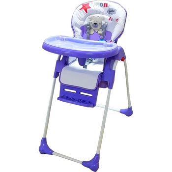 Scaun de masa pentru copii si bebe Baby Care™ CC reglabil in 3 trepte,pliabil, centura de siguranta, sezut comfortabil, masuta detasabila, pozitie somn, cosulet de depozitare, model Ursulet , Mov Scaun de masa pentru copii si bebe Baby Care™ CC reglabil in 3 trepte,pliabil, centura de siguranta, sezut comfortabil, masuta detasabila, pozitie somn, cosulet de depozitare, model Ursulet , Mov