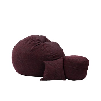 Set Fotoliu Puf Matusalem + Otoman + Perna decorativa - Black Wine (Gama Premium Rustic) umplut cu fulgi de burete memory mix Set Fotoliu Puf Matusalem + Otoman + Perna decorativa - Black Wine (Gama Premium Rustic) umplut cu fulgi de burete memory mix