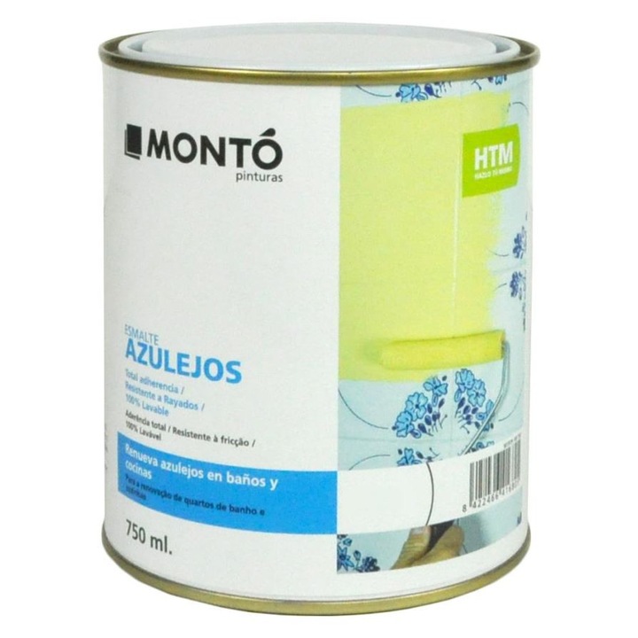 Vopsea pentru faianta, aderenta si rezistenta maxima fara grund, MONTO Spania, alb, 750ml