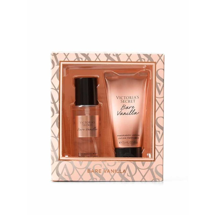 Set cadou Victoria Secret, Bare Vanilla gift set, spray corp 75 ml + body lotion 75 ml